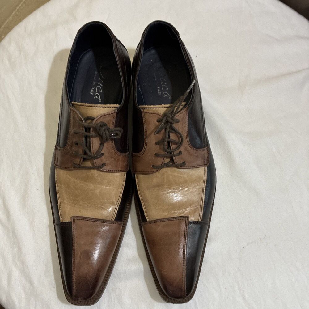 Duca Vero Cuoio Dress Shoes Patch Work Men's EU Size 12( 45) MadeItaly Brown